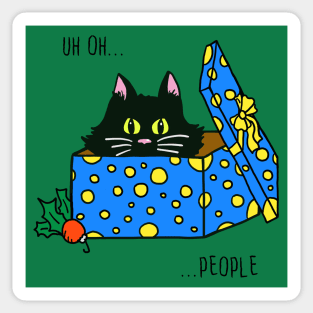 Scared Cat Hiding in a Present Box Sticker